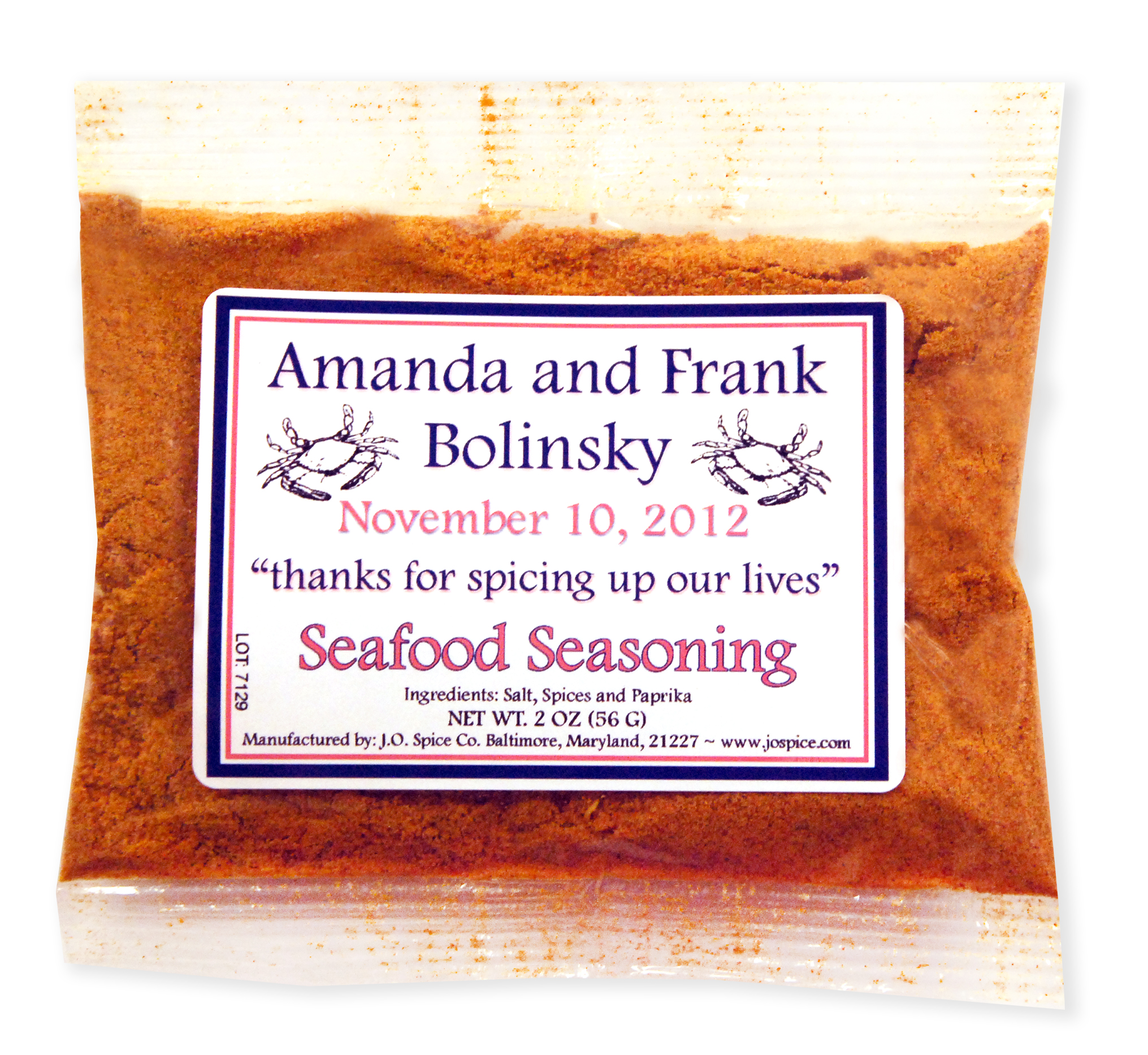 Amanda & Frank Wedding Spice Packet